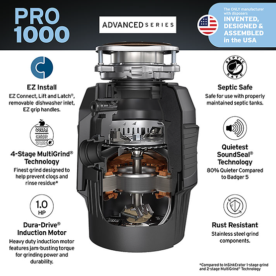 INSINKERATOR-PRO-1000 W/CDK Garbage Disposal with EZ Connect Cord & Hardwire Adapter
