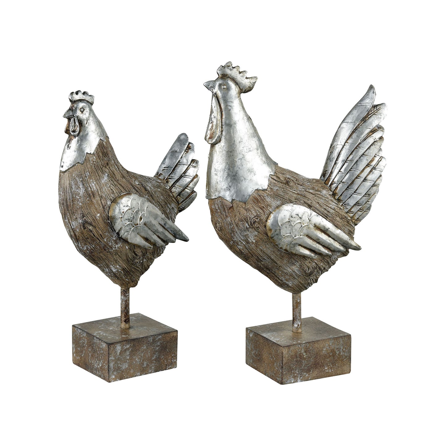 ELK STUDIO 015717 Avery Hill Set of 2 Chickens - Aged Hickory