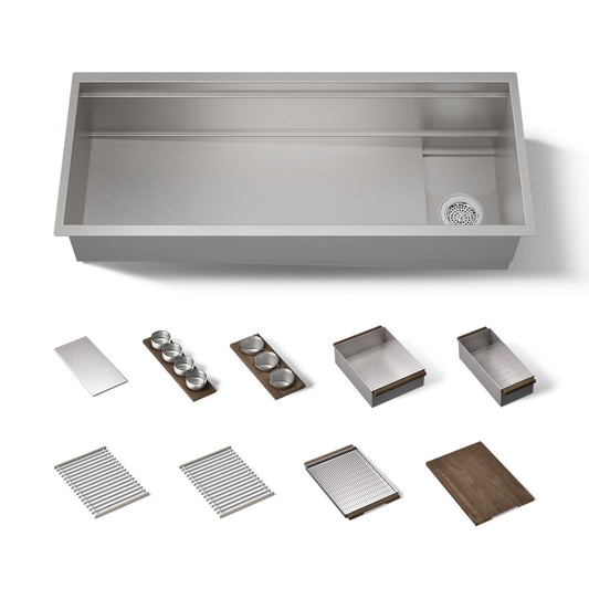 KOHLER 37907-WAL-NA Synthos 45-3/4" undermount single-bowl workstation kitchen sink  -  Stainless Steel