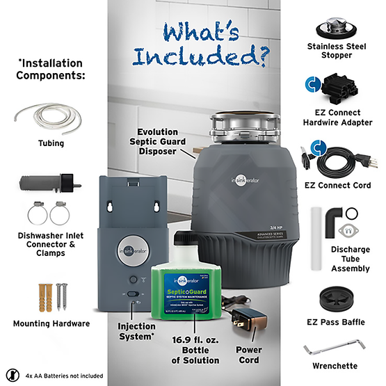 INSINKERATOR-EVO SEPTIC GRD W/CDK Septic Guard Garbage Disposal with EZ Connect Cord & Hardwire Adapter