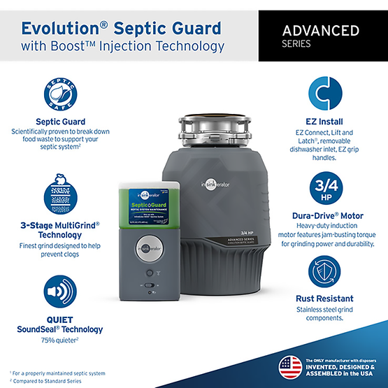 INSINKERATOR-EVO SEPTIC GRD W/CDK Septic Guard Garbage Disposal with EZ Connect Cord & Hardwire Adapter