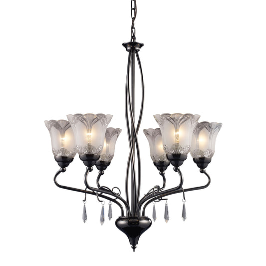 ELK SHOWROOM 08076-BKC Nouveau 24'' Wide 6-Light Chandelier - Black Chrome