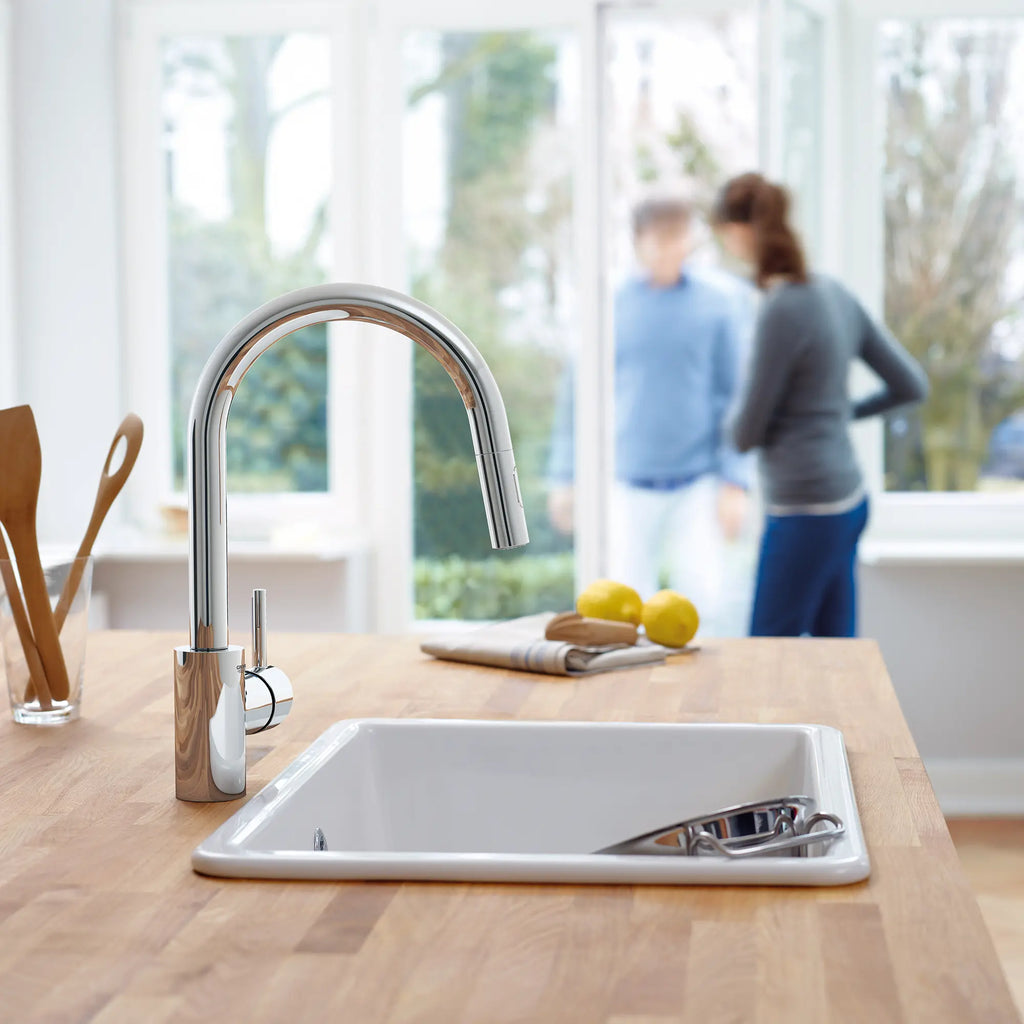 GROHE 3134910E Concetto Single-Handle Pull Down Kitchen Faucet Dual Spray 1.5 GPM - Chrome