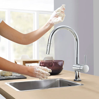 GROHE 31359002 Minta Single-Handle Pull Down Kitchen Faucet Dual Spray 1.75 GPM with Touch Technology - Chrome
