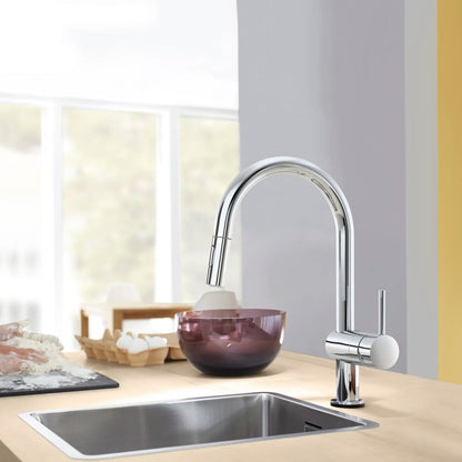 GROHE 31359002 Minta Single-Handle Pull Down Kitchen Faucet Dual Spray 1.75 GPM with Touch Technology - Chrome