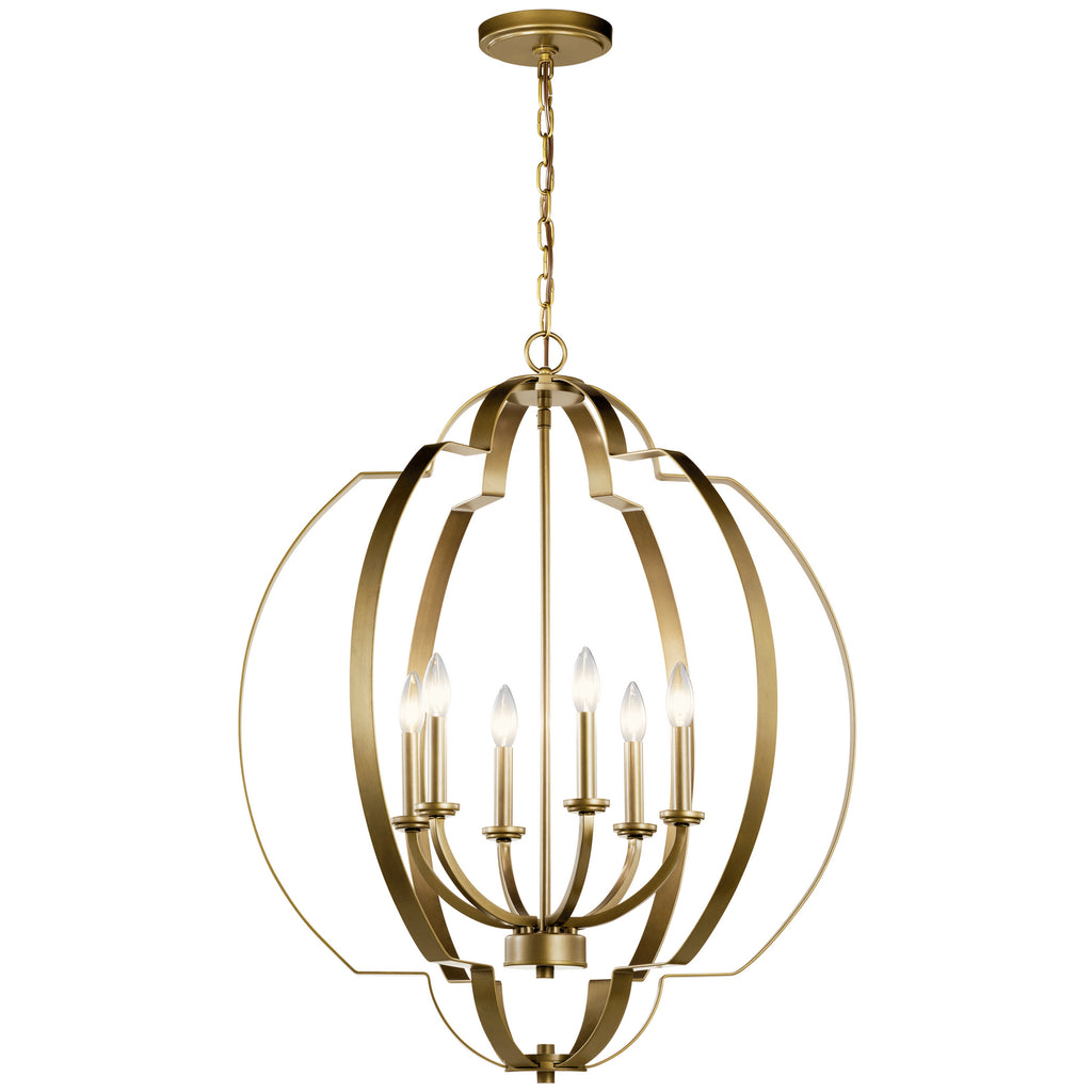 KICHLER 42139NBR Voleta 27.75" 6 Light Foyer Chandelier Natural Brass