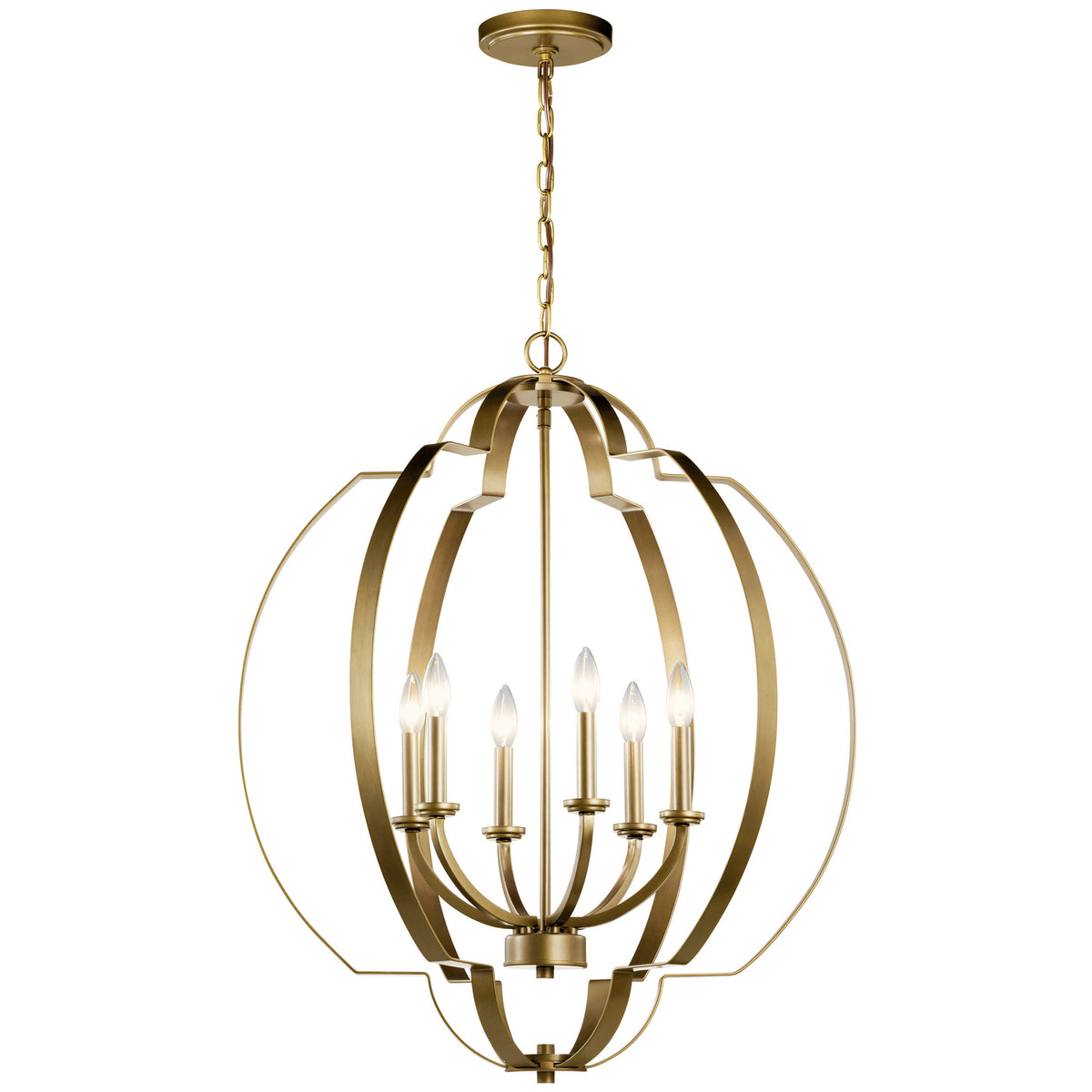 KICHLER 42139NBR Voleta 27.75" 6 Light Foyer Chandelier Natural Brass