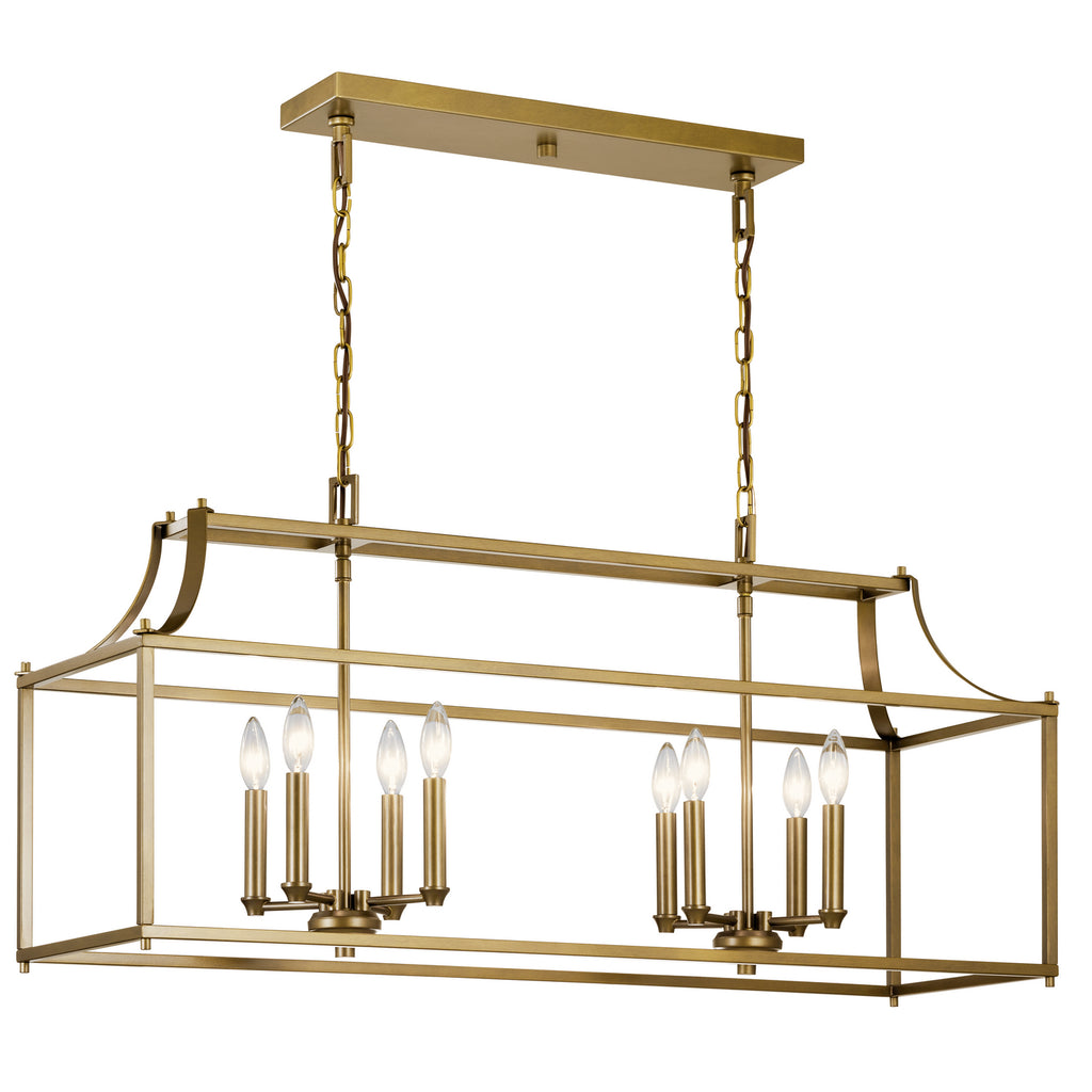 KICHLER 42497NBR Morrigan 40" 8 Light Linear Chandelier Natural Brass