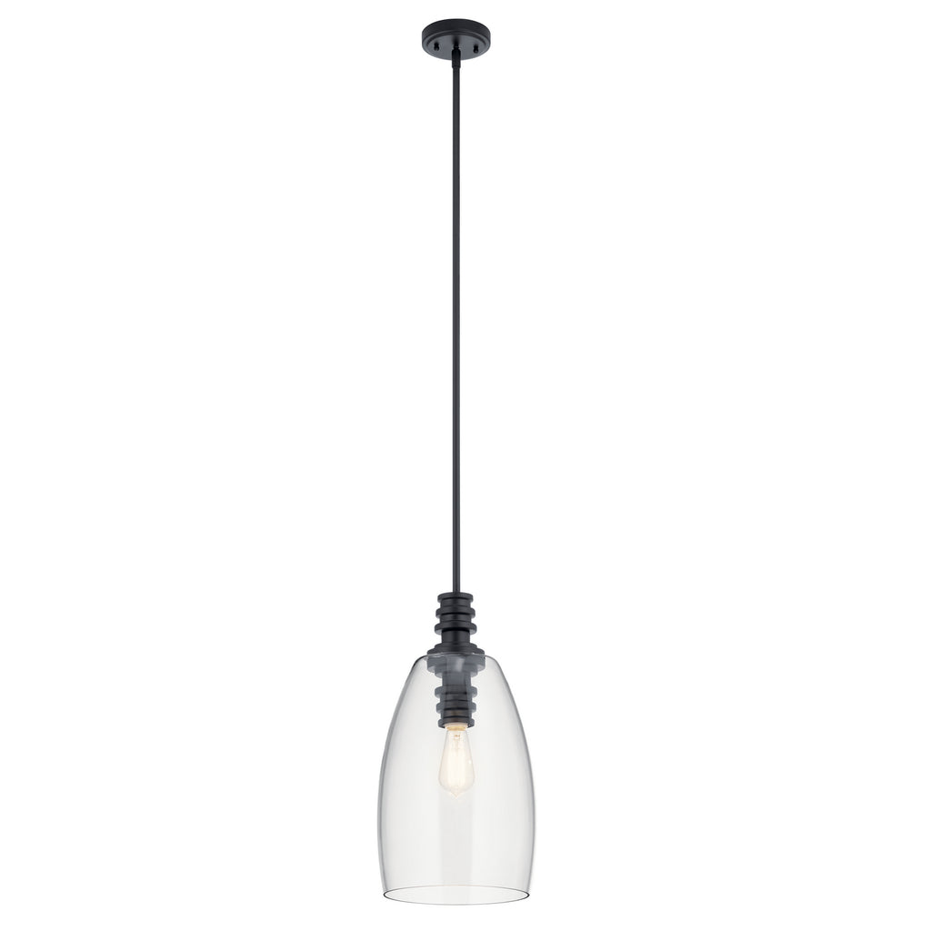 KICHLER 43090BK Lakum 1 Light Pendant Classic Black