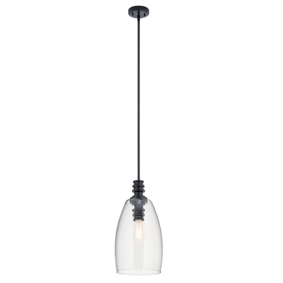 KICHLER 43090BK Lakum 1 Light Pendant Classic Black