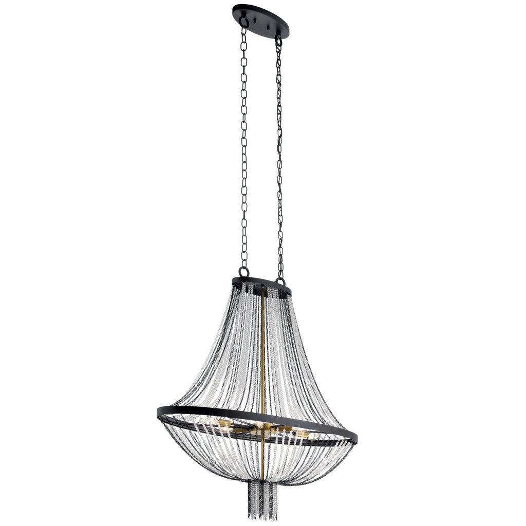 KICHLER 52048BKT Alexia 39.5" 5 Light Foyer Chandelier with Crystal Beads in Textured Black