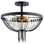 KICHLER 52049BKT Alexia 16" 3 Light Semi Flush with Crystal Beads in Textured Black