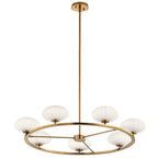 KICHLER 52225FXG Pim 40" 7 Light Round Chandelier with Satin Etched Cased Opal Glass in Fox Gold