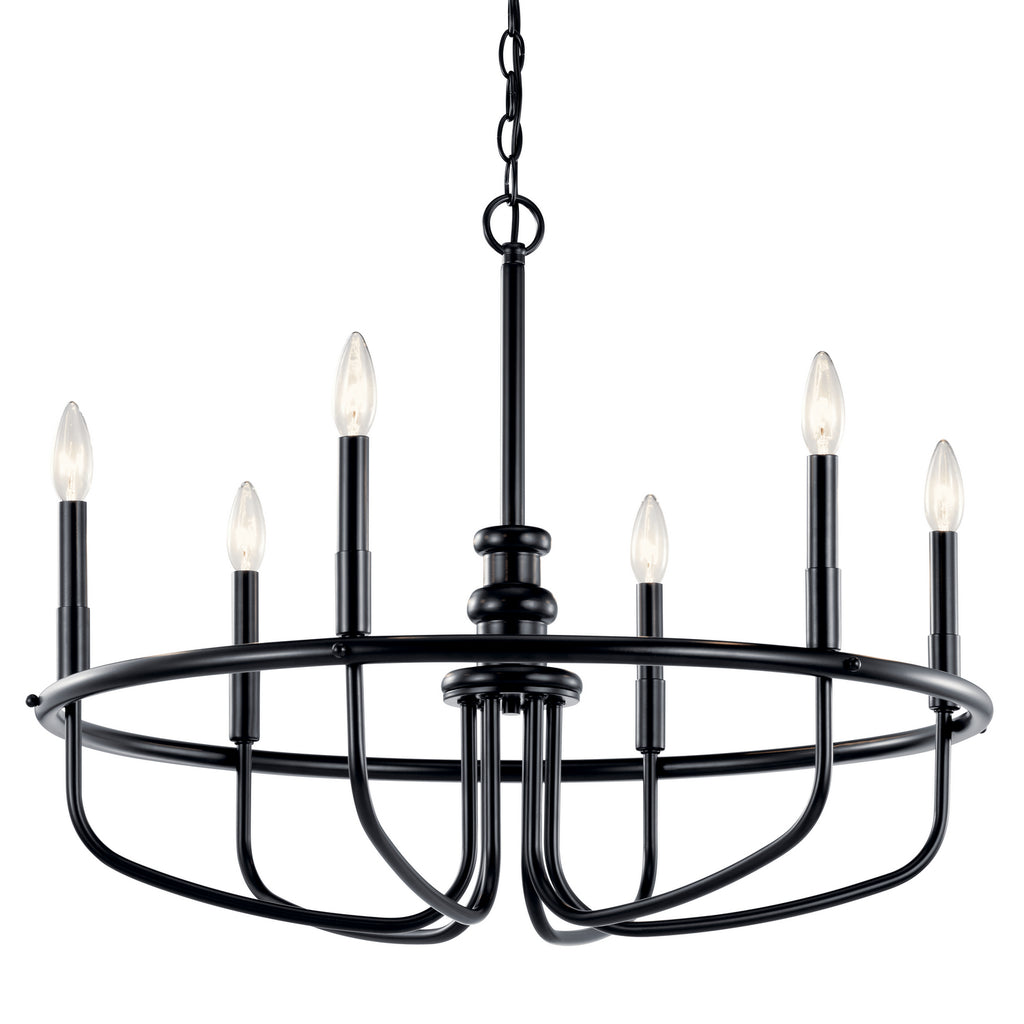 KICHLER 52304BK Capitol Hill 22" 6 Light Chandelier In Black