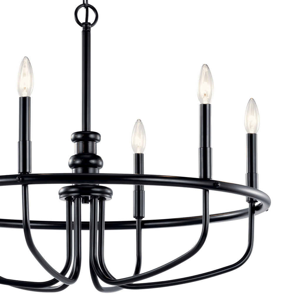 KICHLER 52304BK Capitol Hill 22" 6 Light Chandelier In Black