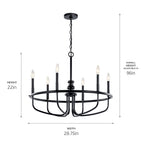 KICHLER 52304BK Capitol Hill 22" 6 Light Chandelier In Black