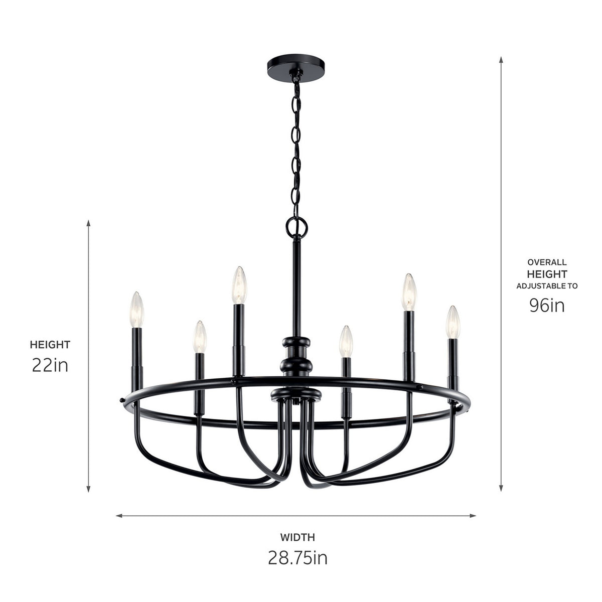 KICHLER 52304BK Capitol Hill 22" 6 Light Chandelier In Black