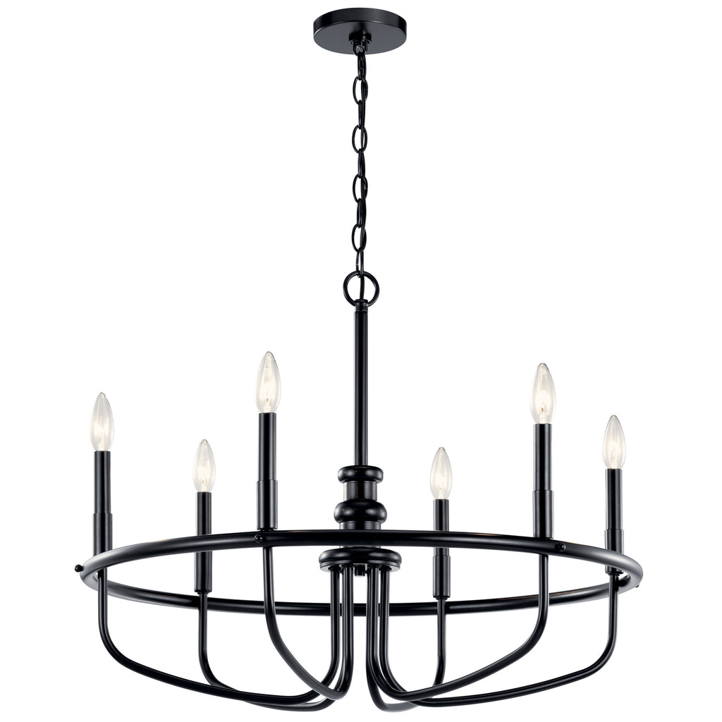 KICHLER 52304BK Capitol Hill 22" 6 Light Chandelier In Black
