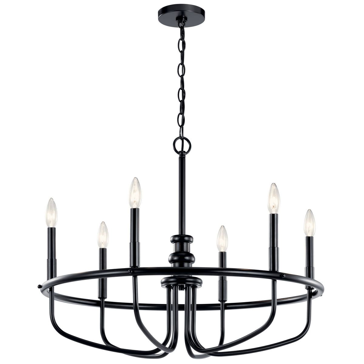 KICHLER 52304BK Capitol Hill 22" 6 Light Chandelier In Black