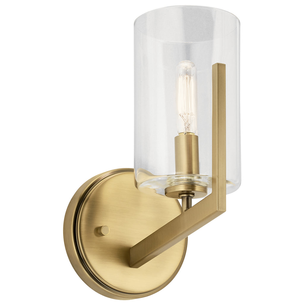 KICHLER 52316BNB Nye 9.75" 1 Light Wall Sconce With Clear Glass In Brushed Natural Brass
