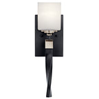 KICHLER 55000BK Marette 5" 1 Light Wall Sconce With Satin Etched Cased Opal Glass In Black