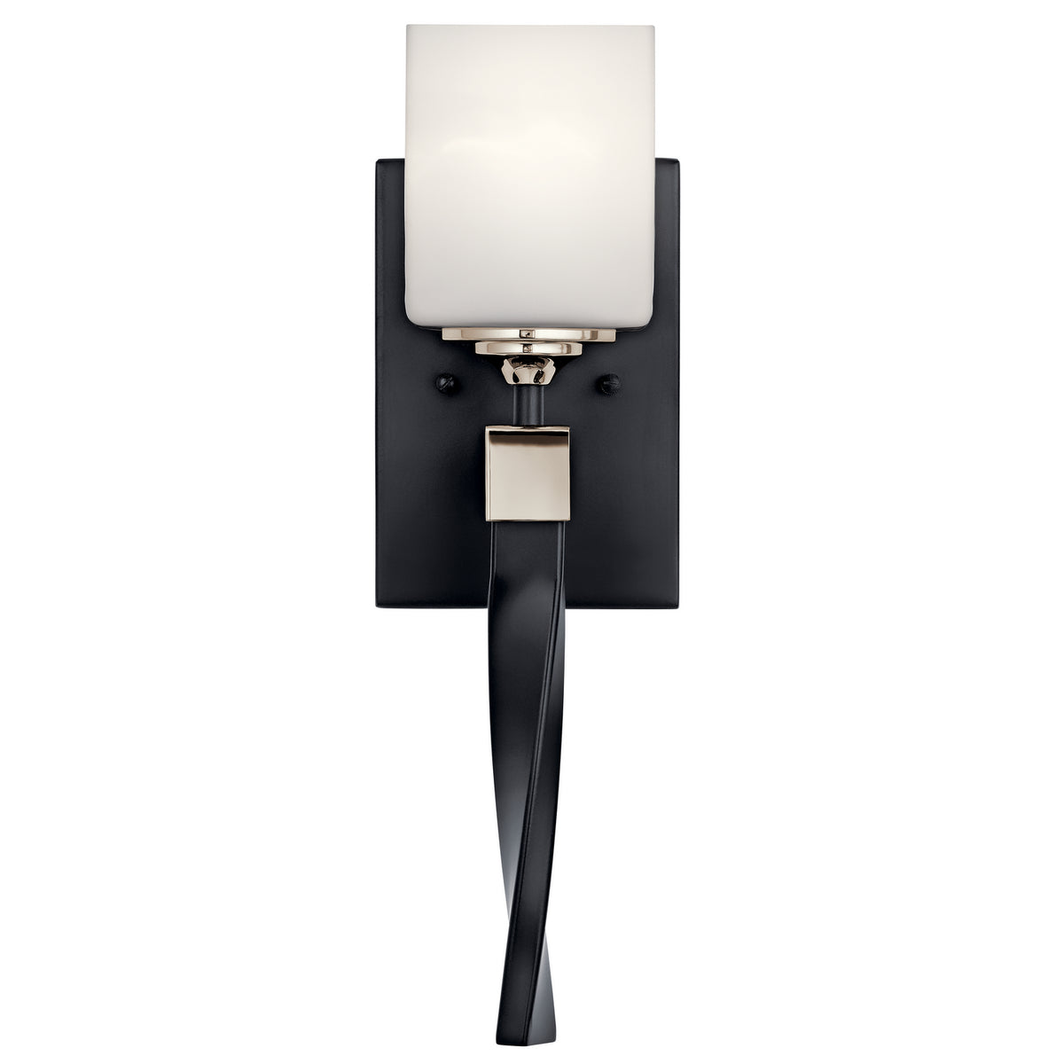 KICHLER 55000BK Marette 5" 1 Light Wall Sconce With Satin Etched Cased Opal Glass In Black