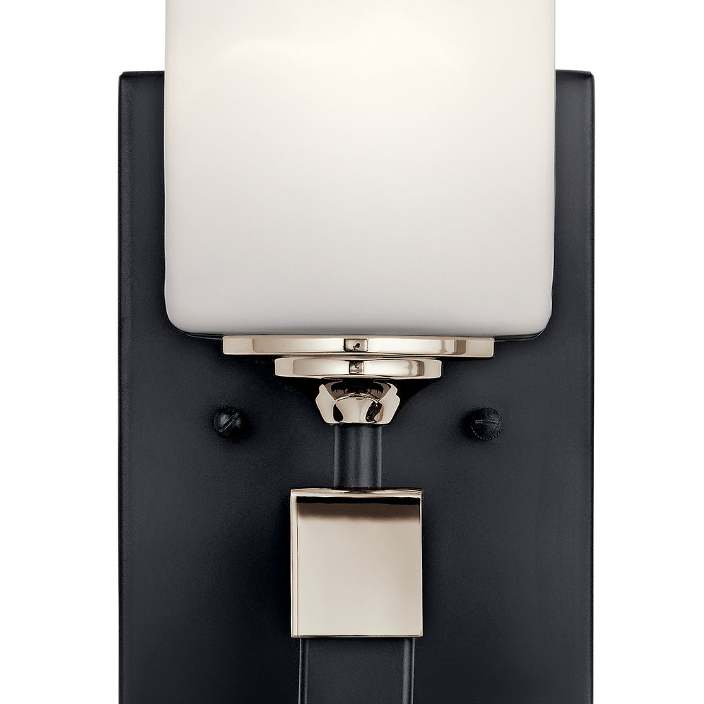 KICHLER 55000BK Marette 5" 1 Light Wall Sconce With Satin Etched Cased Opal Glass In Black