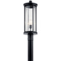 KICHLER 59025BK Barras 23.25" 1 Light Outdoor Post Light With Clear Ribbed Glass In Black