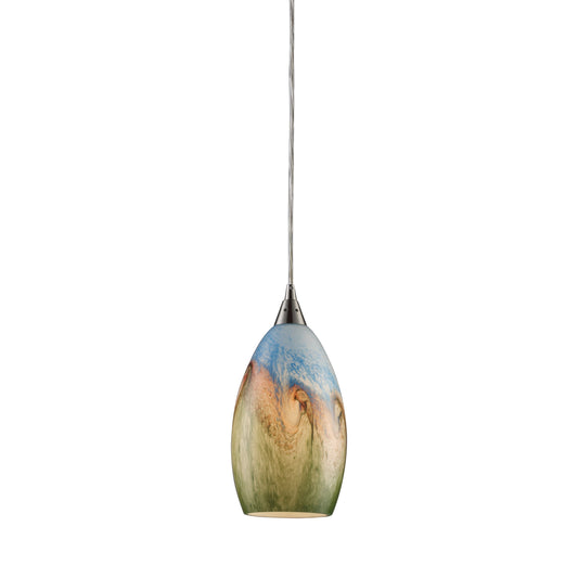 ELK SHOWROOM 10077/1 Geologic 6'' Wide 1-Light Pendant - Satin Nickel