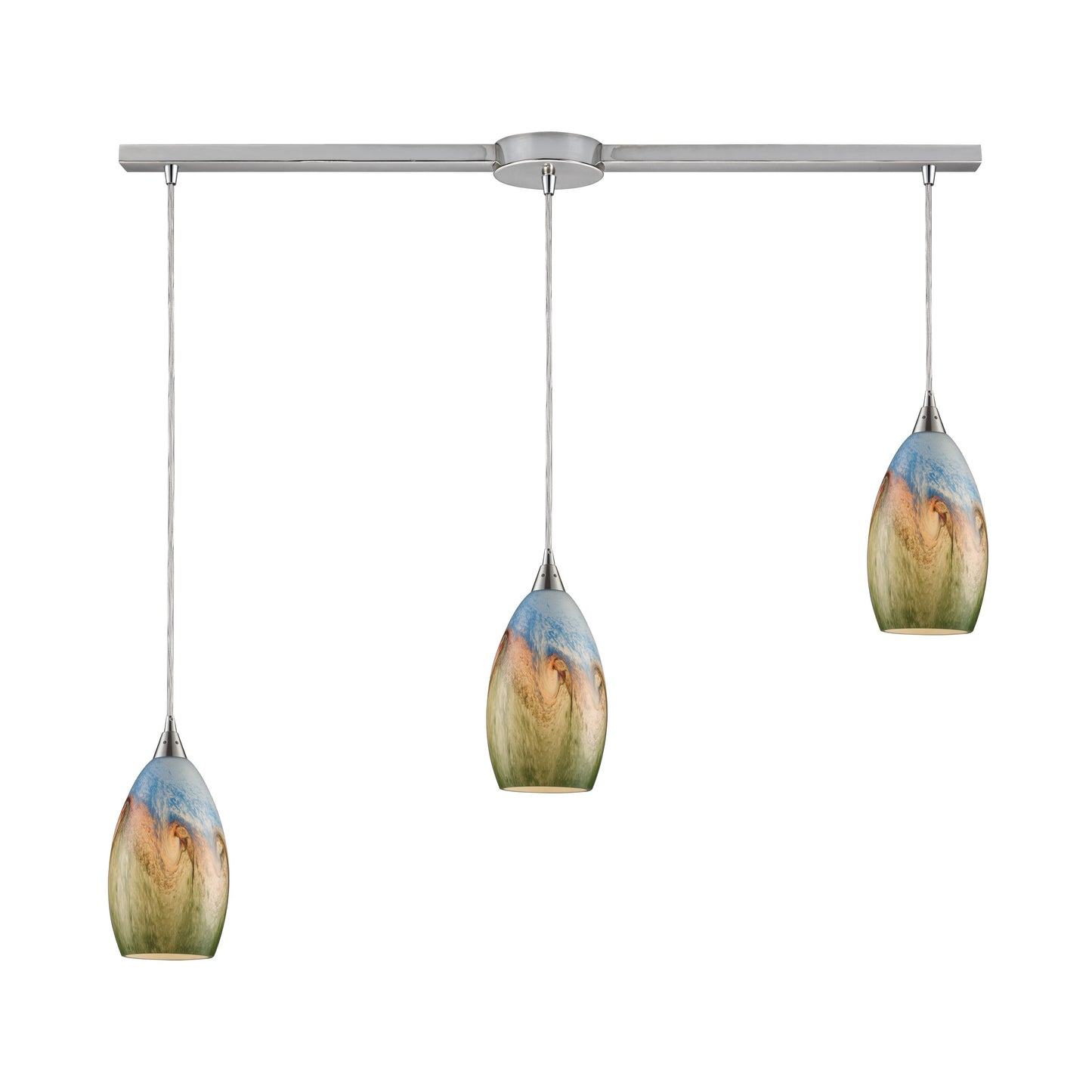 ELK SHOWROOM 10077/3L Geologic 36'' Wide 3-Light Pendant - Satin Nickel