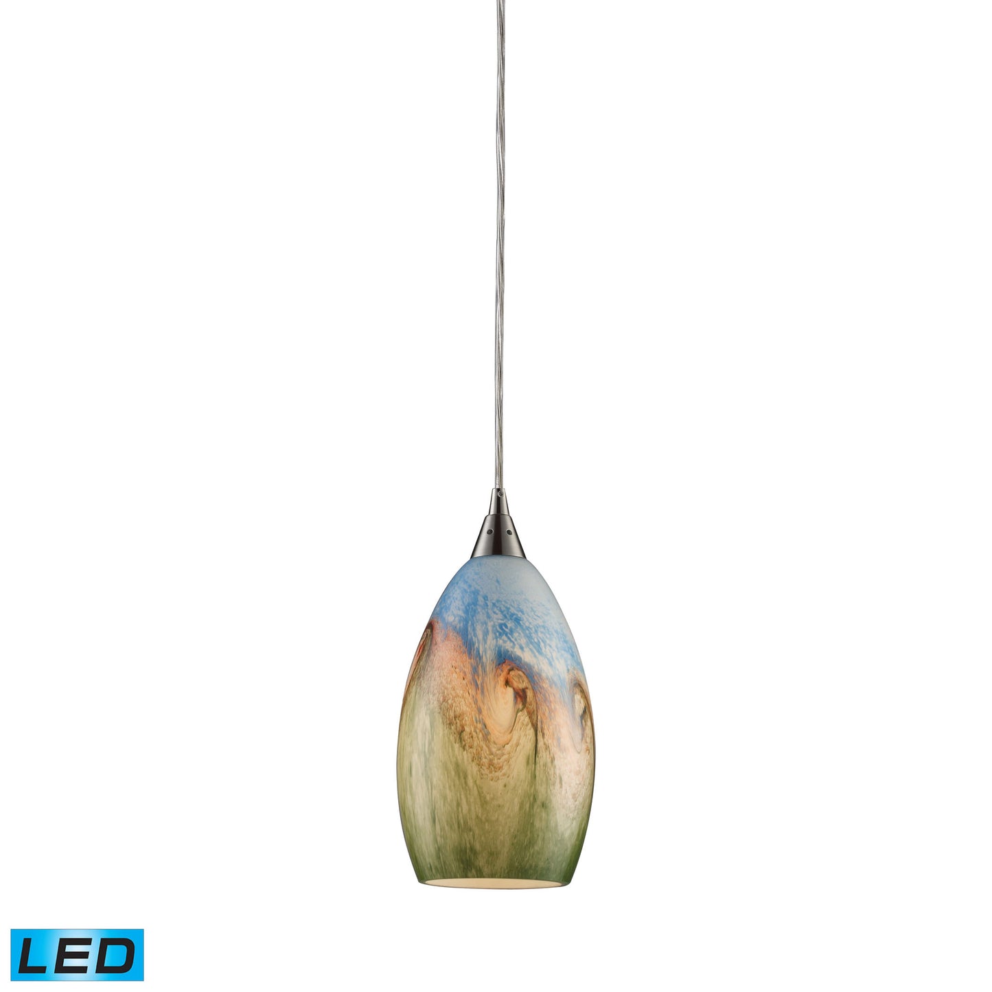 ELK SHOWROOM 10077/1-LED Geologic 6'' Wide 1-Light Pendant - Satin Nickel (LED)