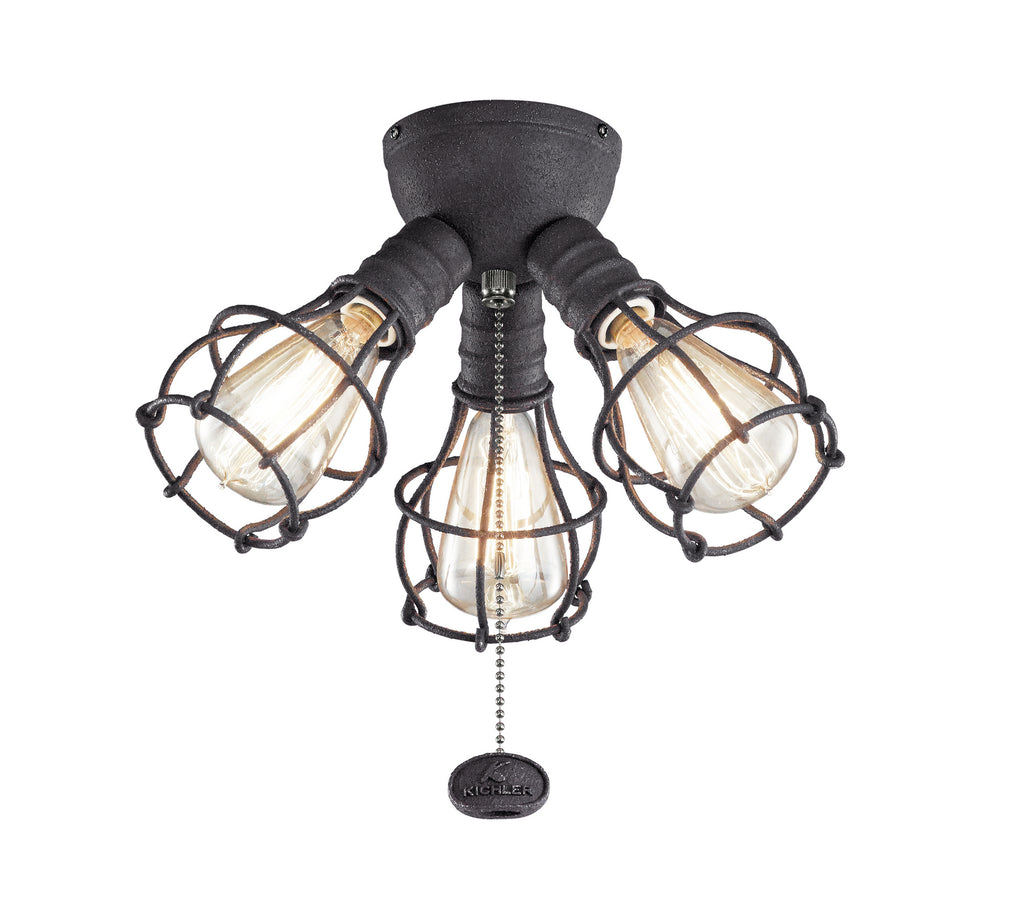 KICHLER 380041DBK LED Industrial 3 Light Fixture Distressed Black