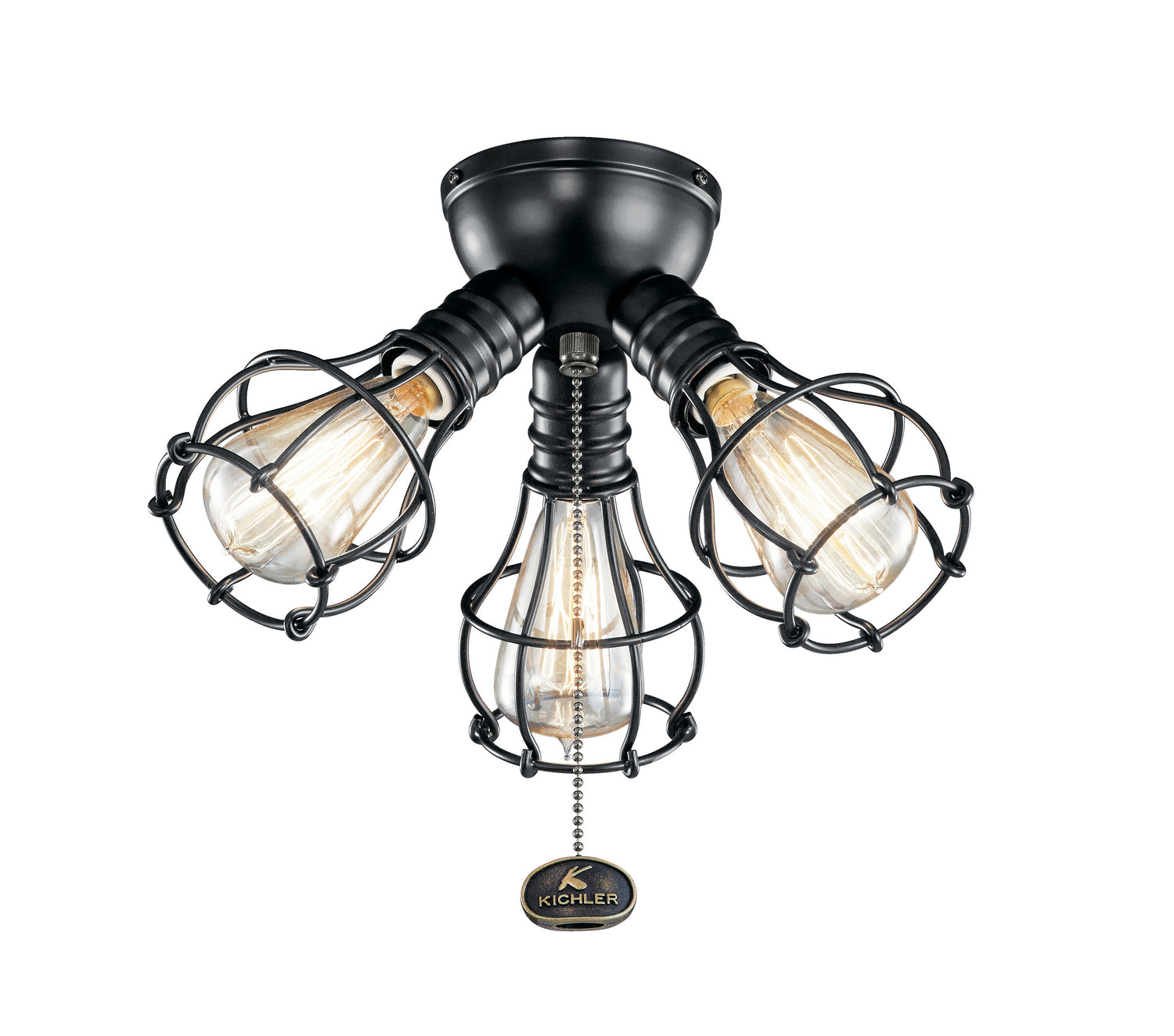KICHLER 380041SBK LED Industrial 3 Light Fixture Satin Black