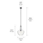 KICHLER 42046BK Everly 19.75" 1 Light Bell Pendant Clear Glass Black
