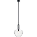 KICHLER 42046BK Everly 19.75" 1 Light Bell Pendant Clear Glass Black