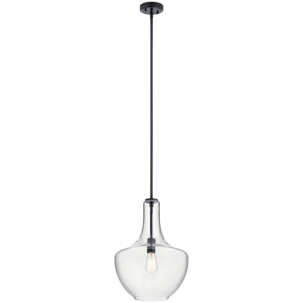 KICHLER 42046BK Everly 19.75" 1 Light Bell Pendant Clear Glass Black