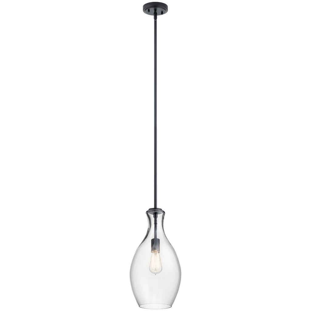 KICHLER 42047BK Everly 17.75" 1 Light Hour Glass Pendant Clear Glass Black
