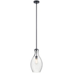 KICHLER 42047BK Everly 17.75" 1 Light Hour Glass Pendant Clear Glass Black
