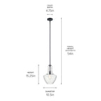 KICHLER 42141BK Everly 15.25" 1 Light Bell Pendant Clear Glass Black