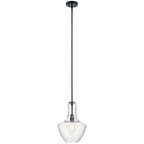 KICHLER 42141BK Everly 15.25" 1 Light Bell Pendant Clear Glass Black