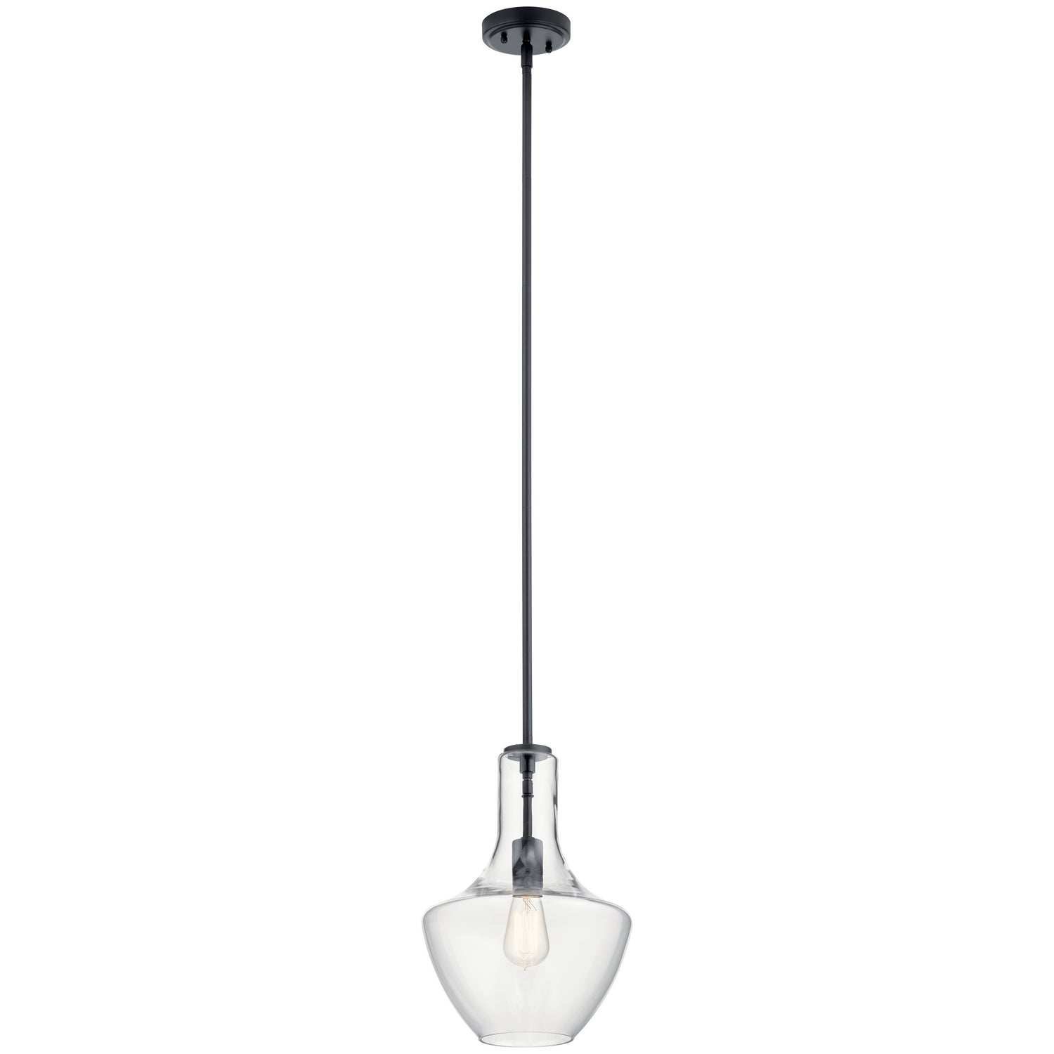 KICHLER 42141BK Everly 15.25" 1 Light Bell Pendant Clear Glass Black