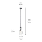 KICHLER 42456BK Everly 13.75" 1 Light Hour Glass Pendant Clear Black