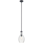 KICHLER 42456BK Everly 13.75" 1 Light Hour Glass Pendant Clear Black