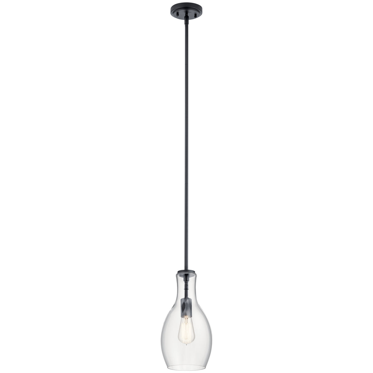 KICHLER 42456BK Everly 13.75" 1 Light Hour Glass Pendant Clear Black