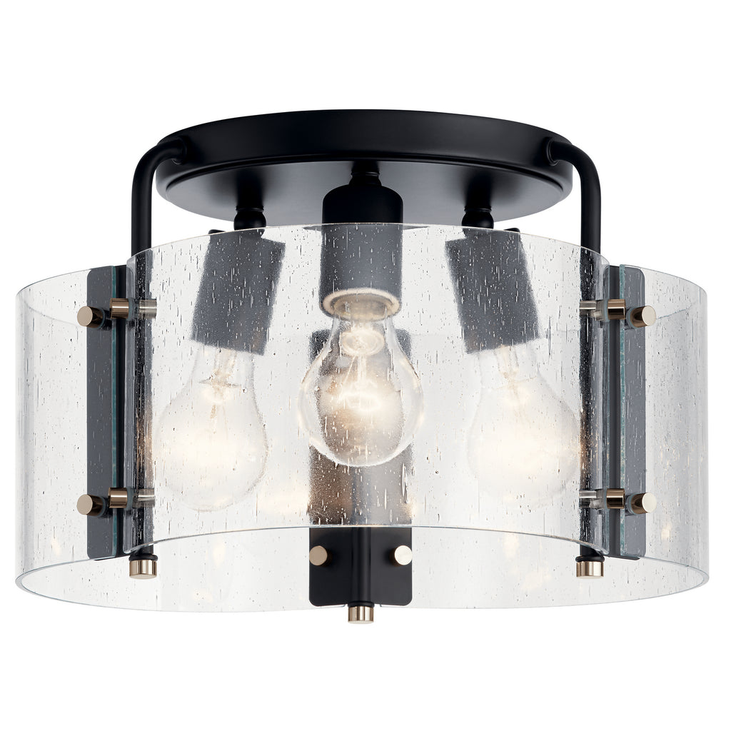 KICHLER 42954BK Thoreau 14" 3 Light Semi Flush Black