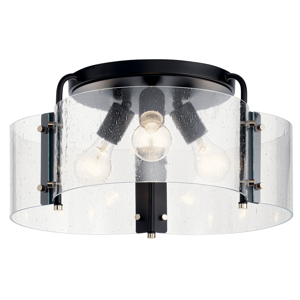 KICHLER 42955BK Thoreau 18" 3 Light Semi Flush Black