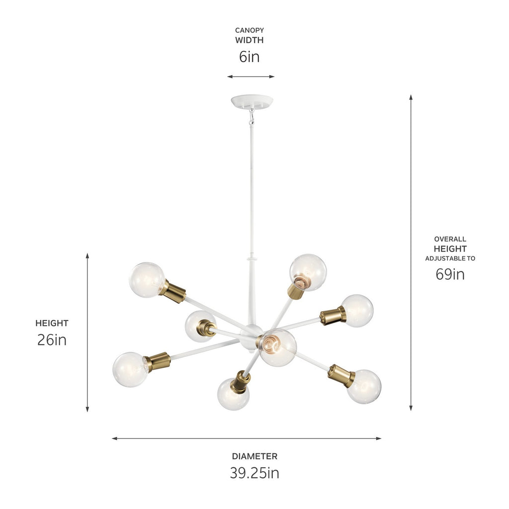 KICHLER 43118WH Armstrong 26" 8 Light Chandelier White