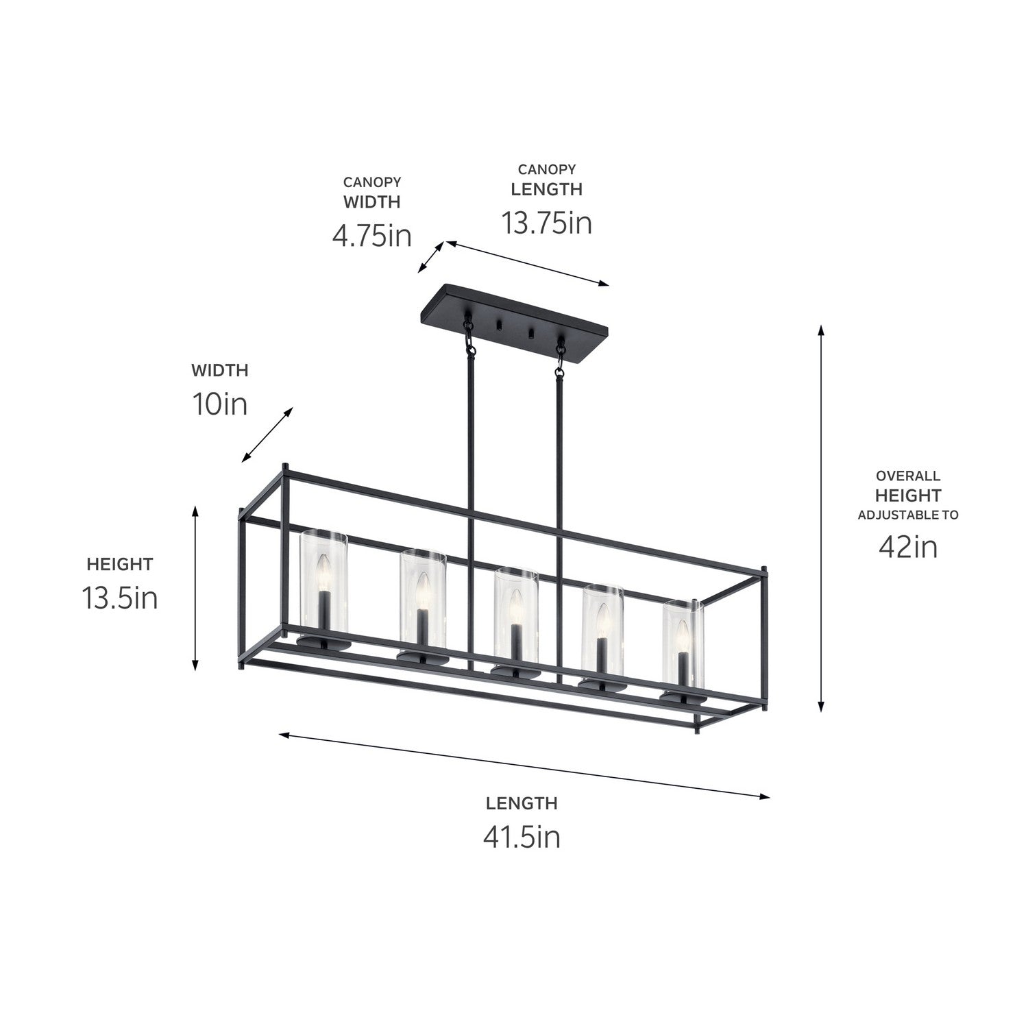 KICHLER 43995BK Crosby 5 Light Linear Chandelier Black