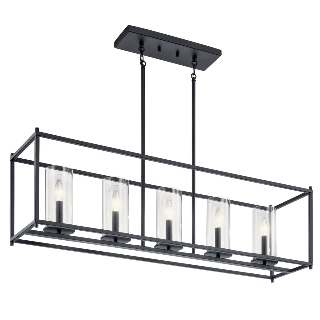 KICHLER 43995BK Crosby 5 Light Linear Chandelier Black