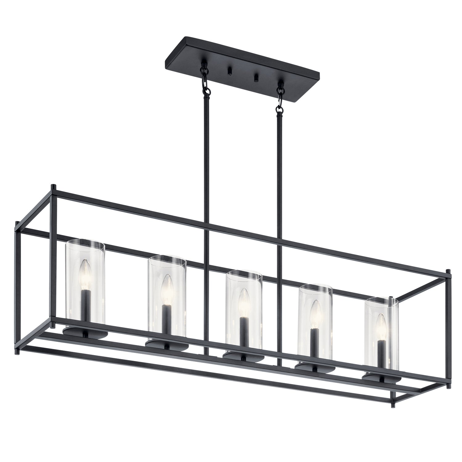 KICHLER 43995BK Crosby 5 Light Linear Chandelier Black